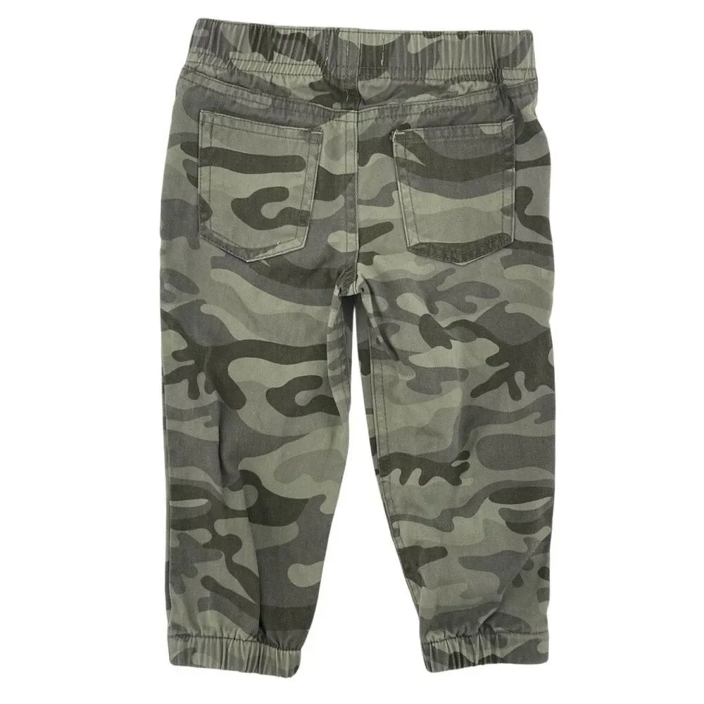 Kids Headquarters Boys Camo Jogger Pants 18M Green Camouflage Cotton Pull On - Picture 3 of 10